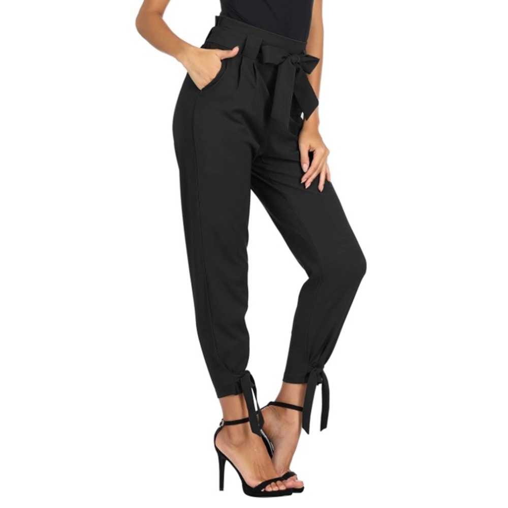 High waist dressy pants with ankle ties